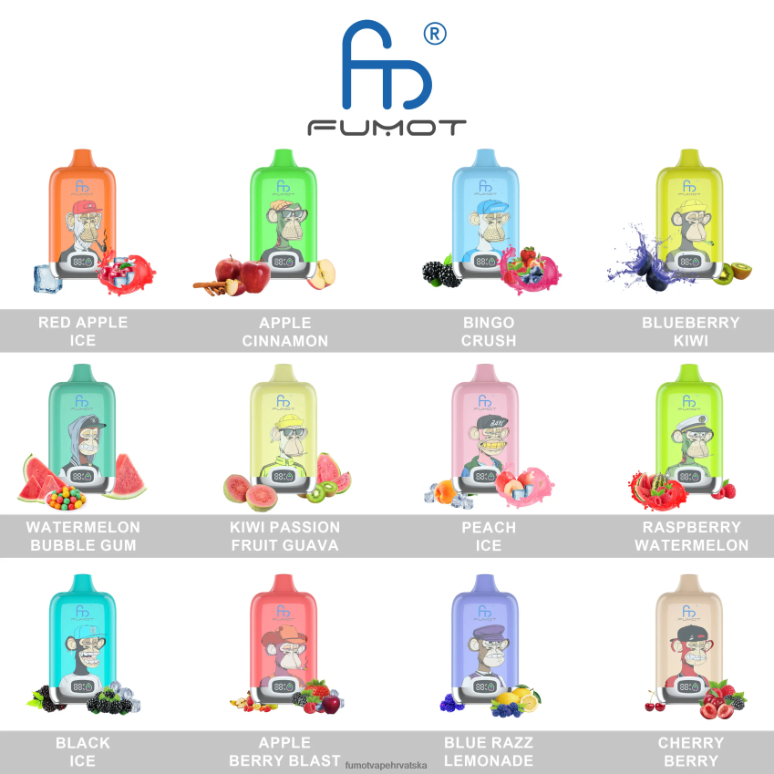 Fumot Vape Hrvatska | ledeni pop Z0020B132 12000 jednokratni vape pod od 20 ml - (1 komad) Fumot Digital Box