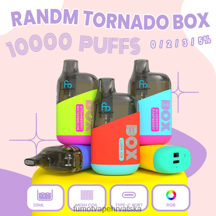 Fumot Discount Code | Gumeni medo Z0020B348 kutija 10000 jednokratni vape pod - 20ml (1 komad) Fumot Tornado