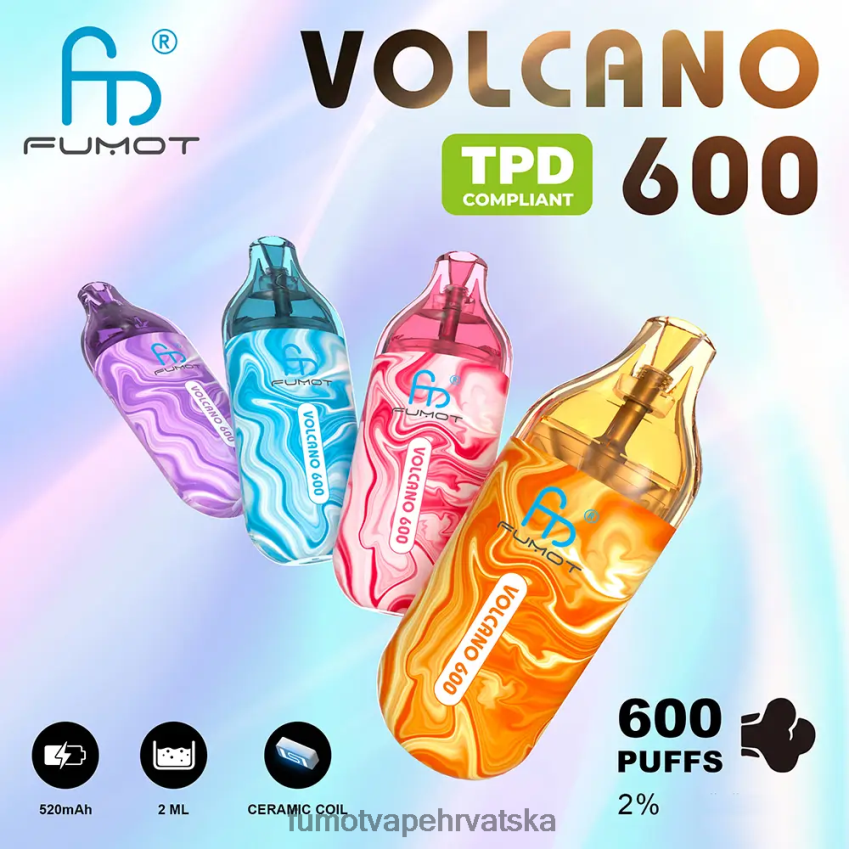 Fumot Discount Code | led od grožđa Z0020B298 Jednokratni vape usklađen s 600 tpd - 2 ml (set od 3 komada) Fumot Volcano