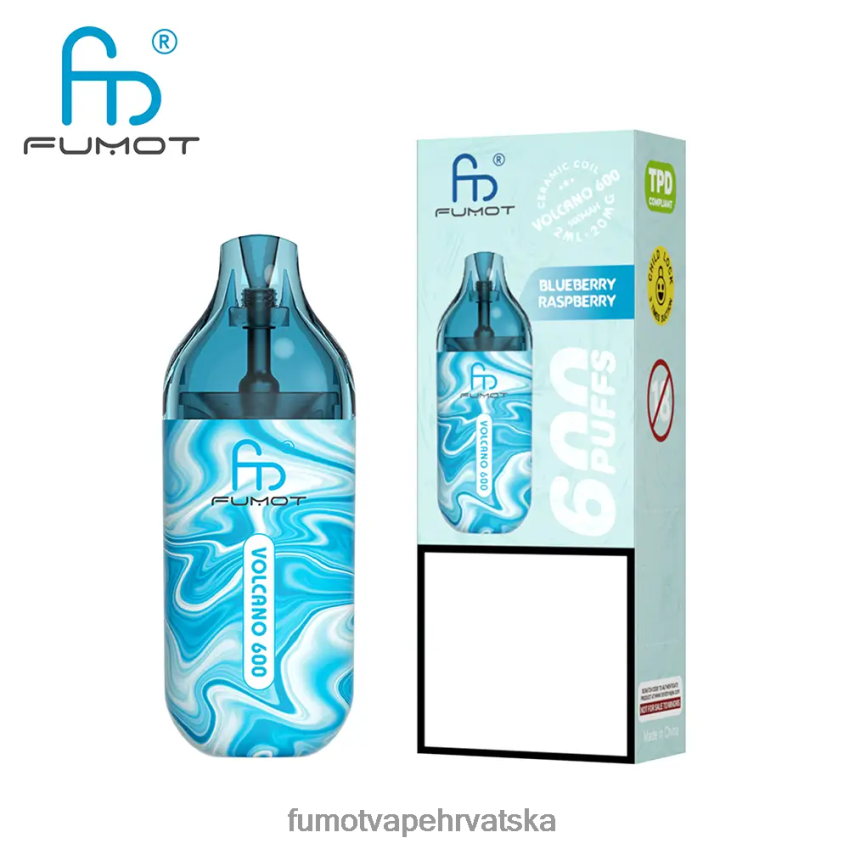 Fumot Disposable Vape | borovnica trešnja brusnica Z0020B293 Jednokratni vape usklađen s 600 tpd - 2 ml (set od 3 komada) Fumot Volcano