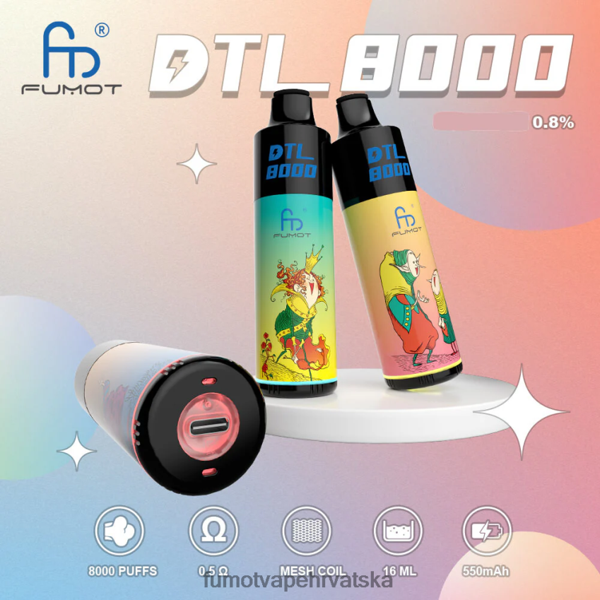 Fumot Discount Code | voćni punč Z0020B418 8000 jednokratna vape olovka - 16ml (1 komad) Fumot DTL